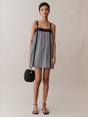 NWT Kourt x Few Moda Florence Gingham Cotton Mini Dress S